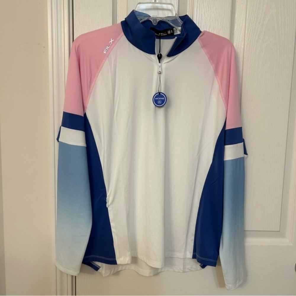 RLX Ralph Lauren women's long sleeve quarter-zip golf pullover in White Multi XL